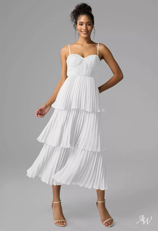 White Chiffon Midi Dress