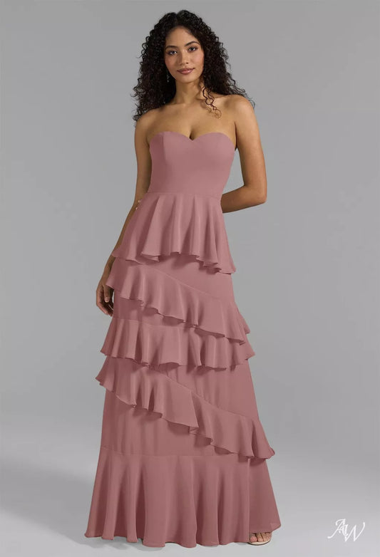 Dusty Rose Chiffon Maxi Formal Dress