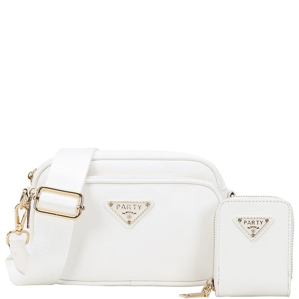 2 Piece Satchel Purse with Matching Wallet and Detachable Strap
