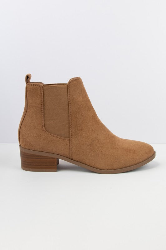 Round Toe Low Heel Modern Chelsea Bootie