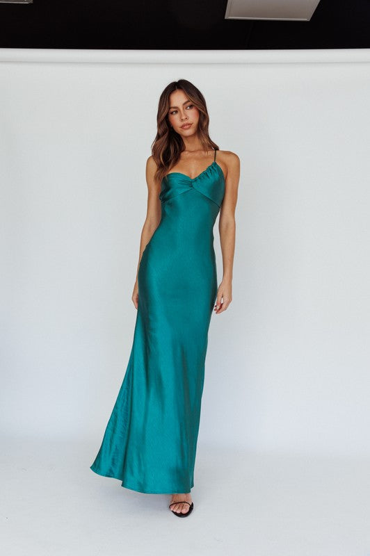 One Shoulder Adjustable Spaghetti Strap Fitted Maxi Dress