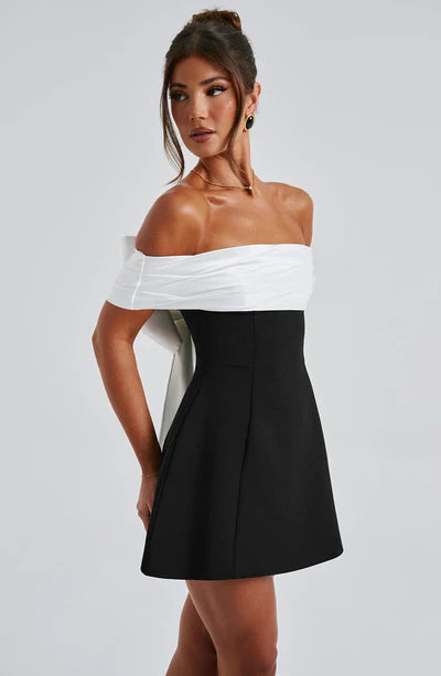 Off the Shoulder Fit and Flare Mini Dress