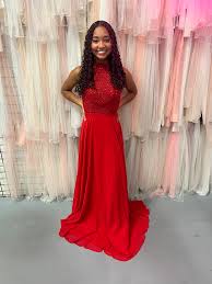 Halter Sequins Bodice with A-Line Skirt