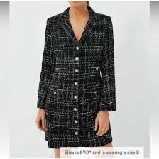 Pomander Place Tweed Blazer Dress with Button Front Closure