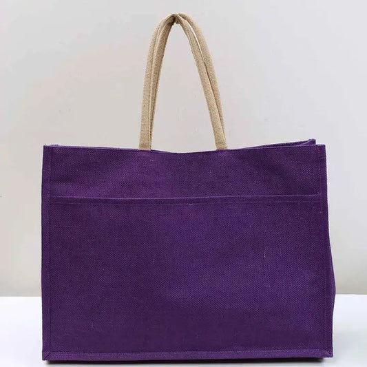Jute Pocket Tote with Handle