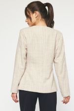 Long Sleeve Tweed Blazer with Button Front Closure