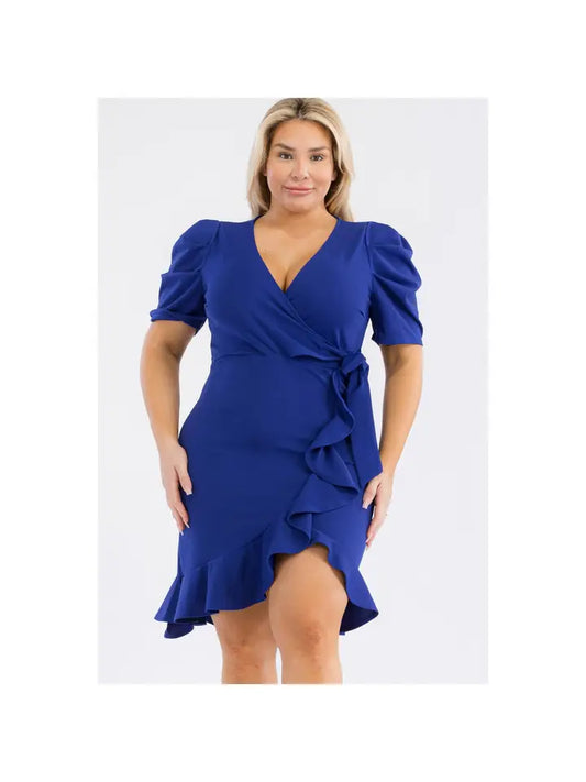 Curvy Short Puff Sleeve Mini Dress