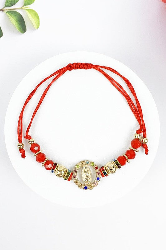 RELIGIOUS BEADED RED BRACELET