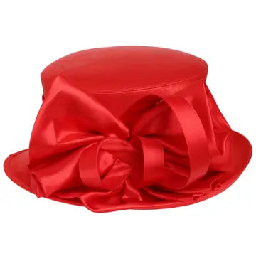 LARGE BOW RIBBON ACCENT FLAT BRIM HAT