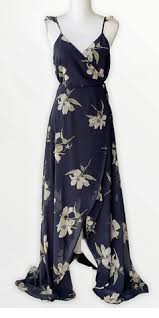 Adjustable Spaghetti Strap Floral Hi Low Maxi Wrap Dress
