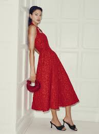 Halter Fit and Flare Mini Jacquard Dress with Corset Back
