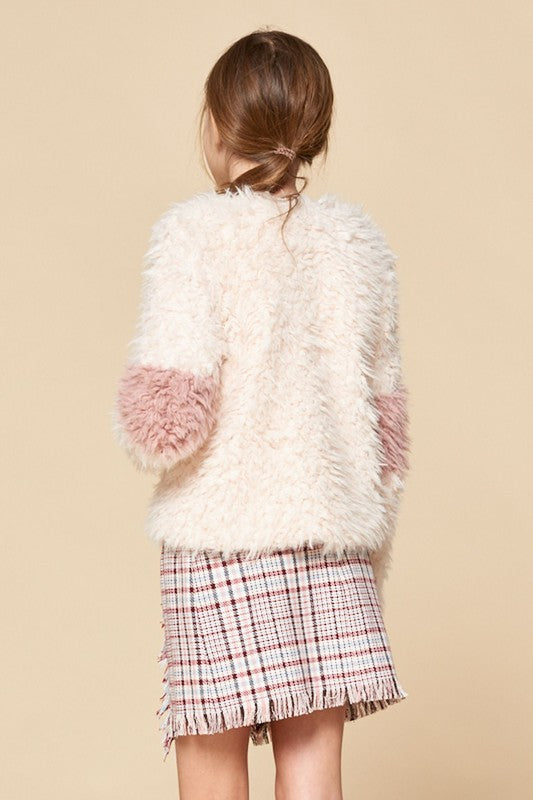 Preteen Faux Fur Color Block Jacket
