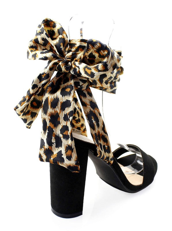 Open Toe Heel with Leopard Wrap Strap