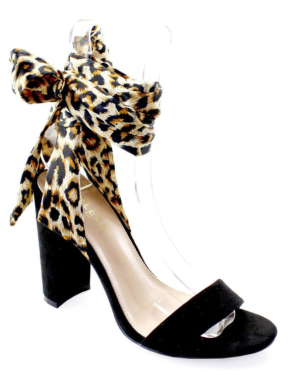 Open Toe Heel with Leopard Wrap Strap