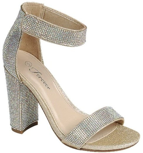 Rhinestone Chunky High Heel