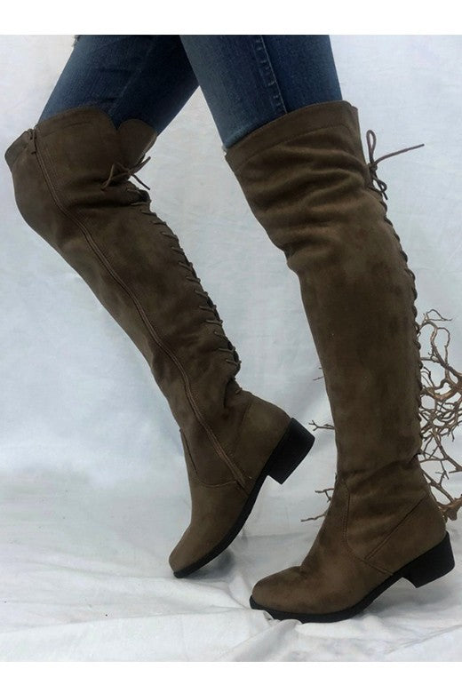Over the Knee Full Zipper Suede Boots