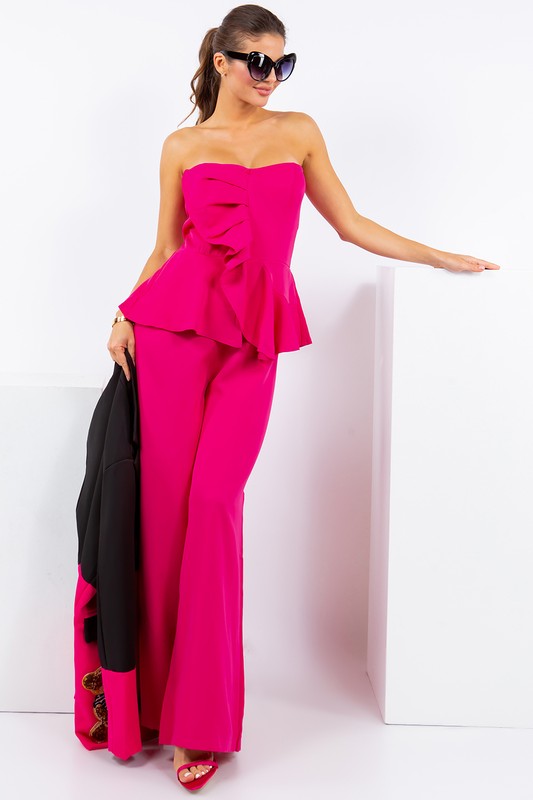 Strapless Ruffle Bodice With Peplum Jumpsuit