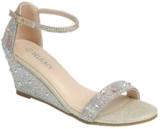 Rhinestone Wedge Strappy Heel