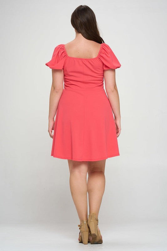 Curvy Short Sleeve Fit and Flare Dress