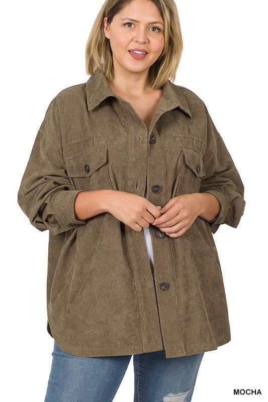 Curvy Oversized Corduroy Shacket