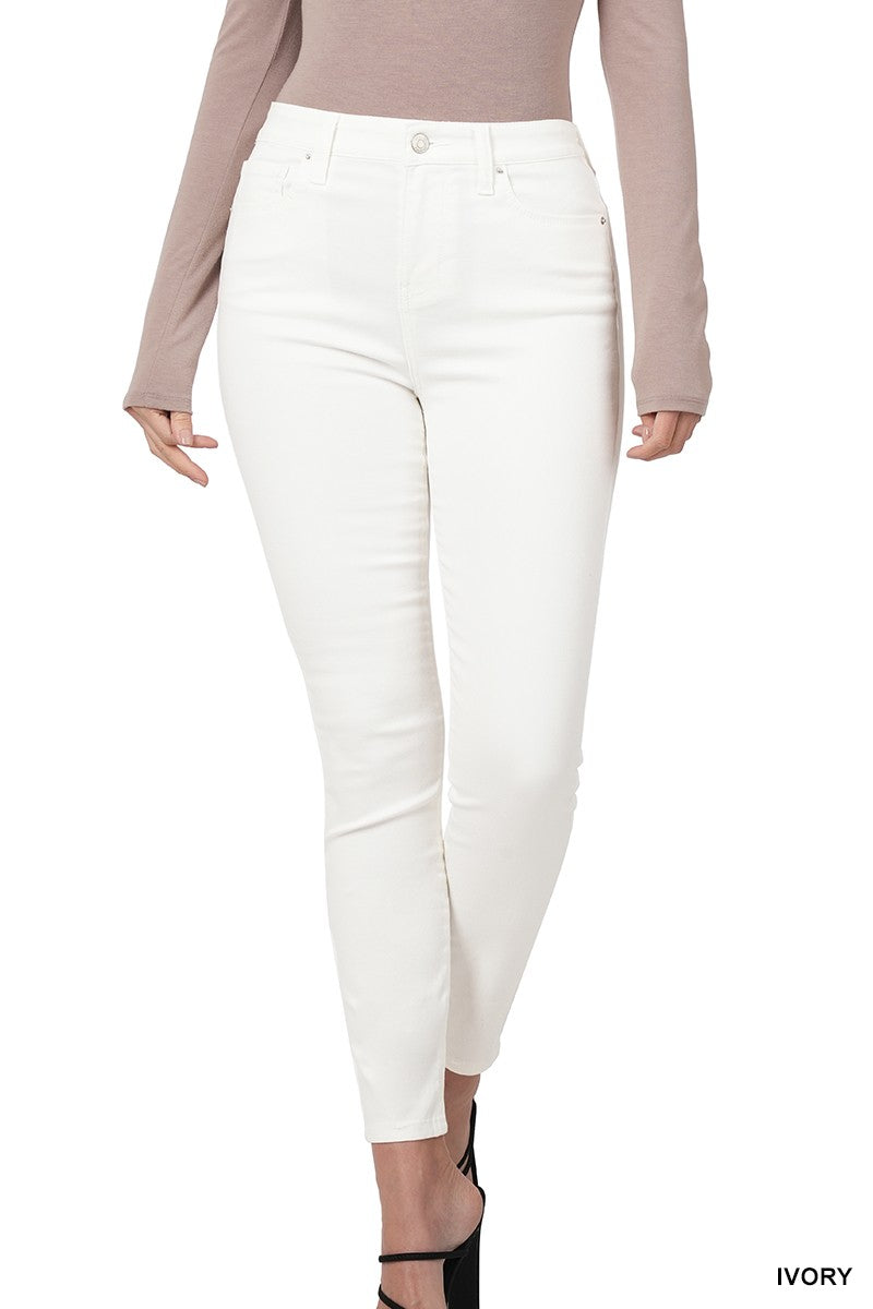 High Rise Ivory Skinny Jeans