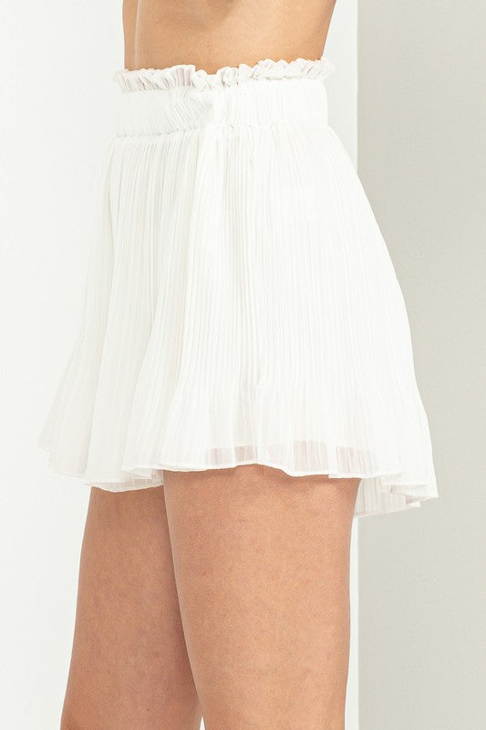 Pleated High Waist Flowy Shorts