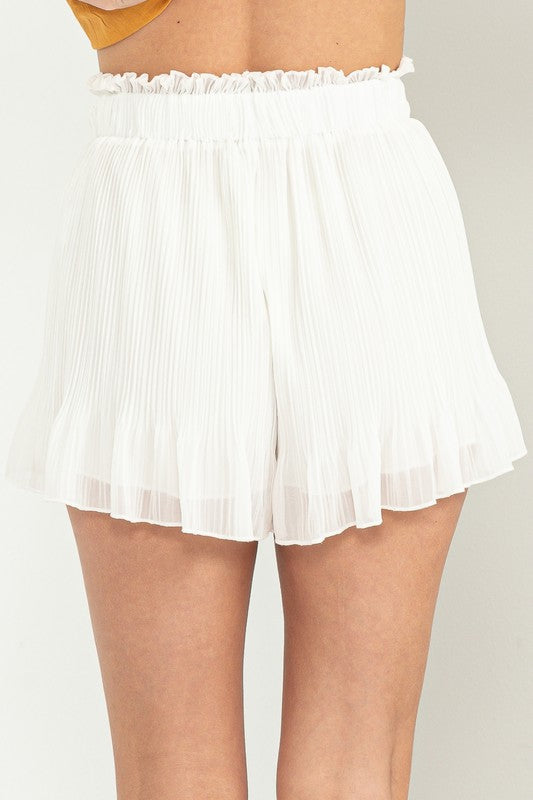 Pleated High Waist Flowy Shorts