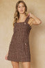 Tweed square neck wide strap mini dress